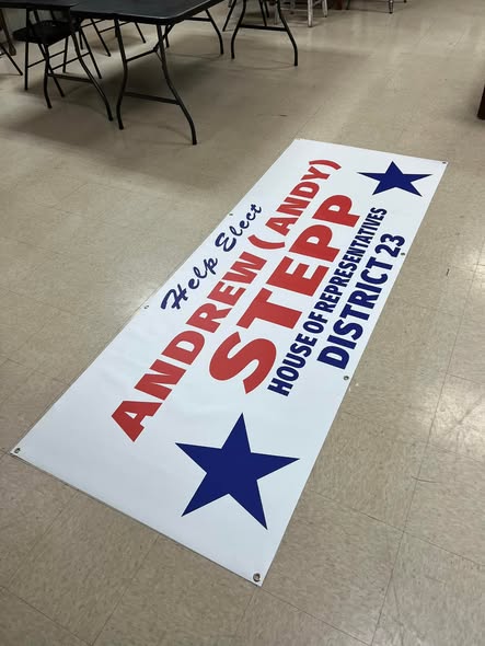 Weather-resistant outdoor banner for commercial property signage